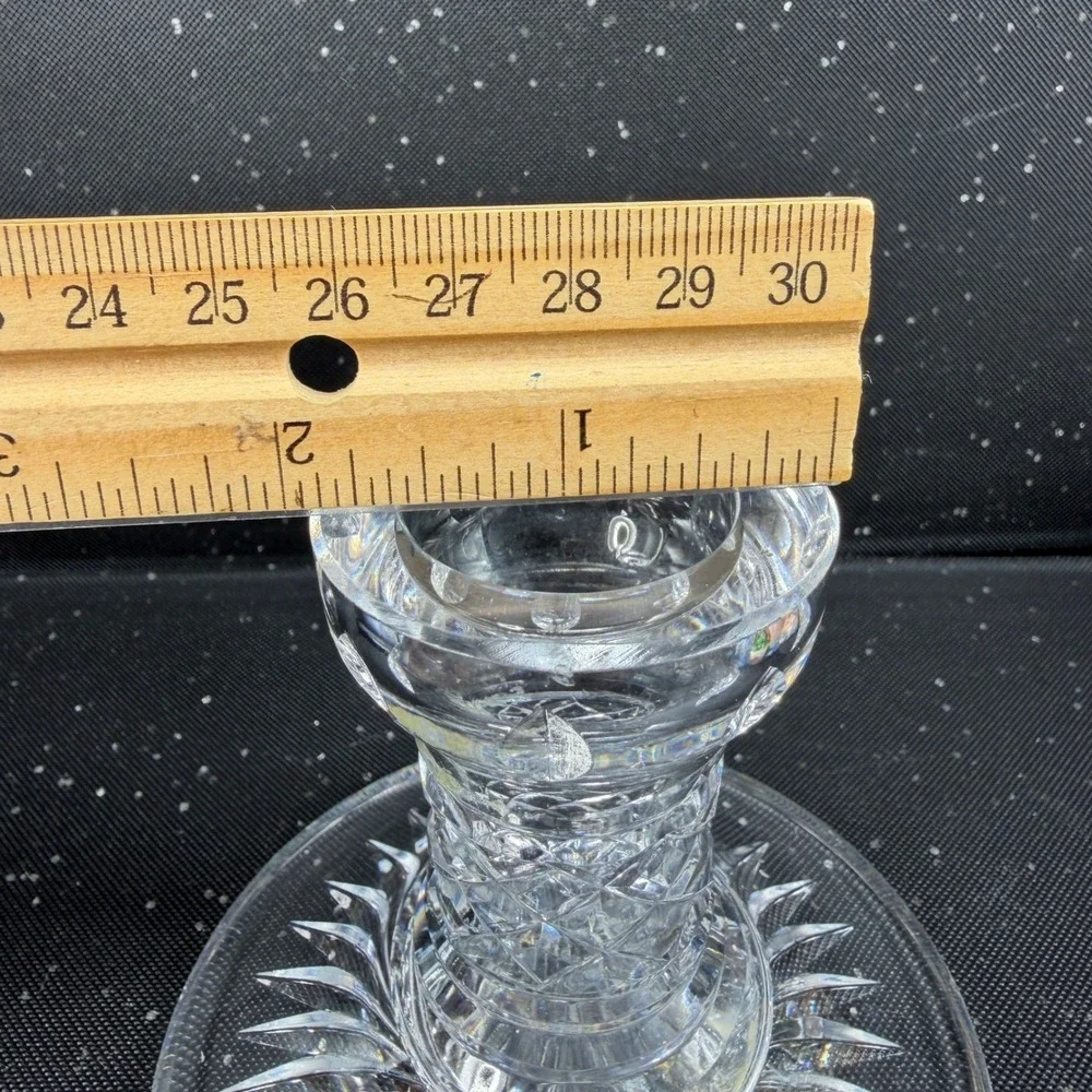 Waterford Crystal Candlestick Pair 4 Inch Cut Glass Candle Holders Thick Heavy